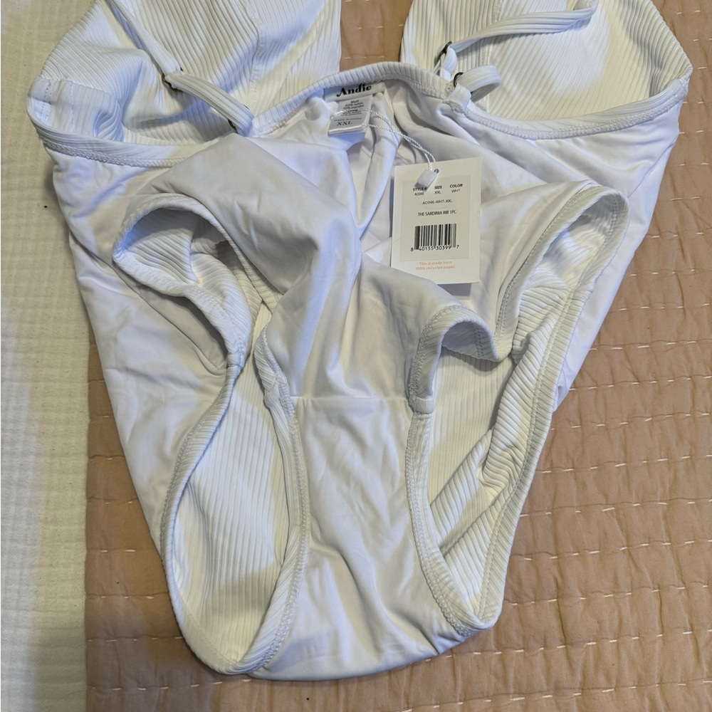 Andie Sardinia white ribbed swimsuit XXL NWT - Picture 5 of 5